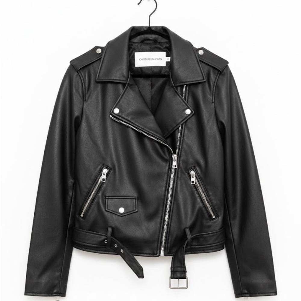 Calvin Klein Jeans Black Leather Biker Jacket